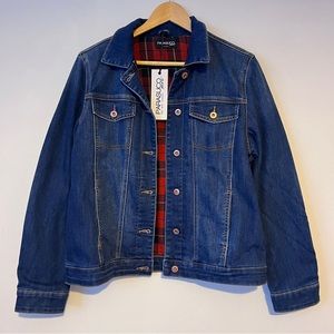 BNWT Parasuco Jeans Denim Jacket with Red Plaid Flannel Lining- size M 👚